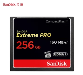 闪迪/SanDisk CF 256G  U盘/存储卡  CF卡 读速160MB/s高速内存卡 适用5d4 5d3 7d2 1dx2 5DSR存储卡 256GB